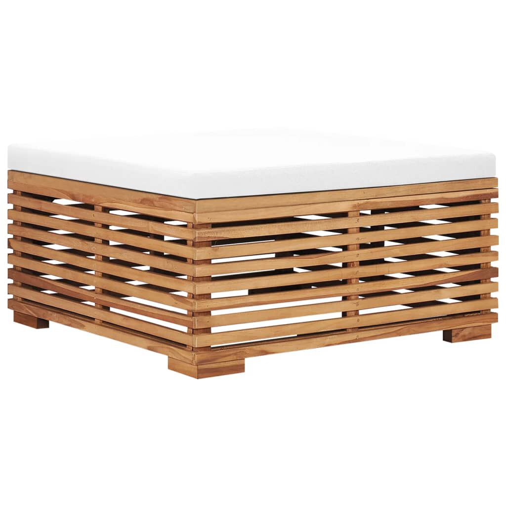 vidaXL Σετ Τραπέζι Κήπου & Υποπόδιο Μασίφ Ξύλο Teak με Κρεμ Μαξιλάρι