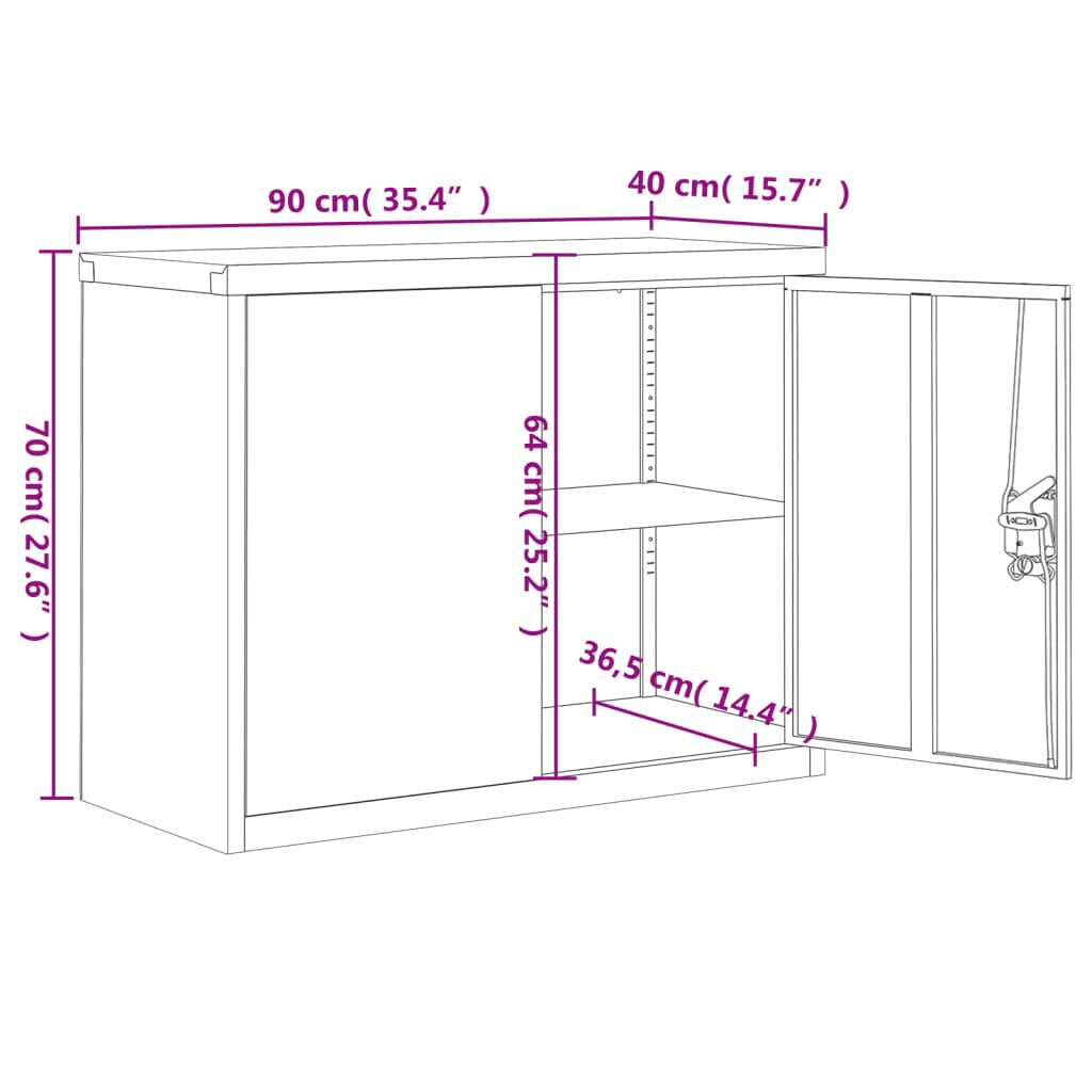 vidaXL Αρχειοθήκη Μαύρη 90 x 40 x 70 εκ. από Ατσάλι