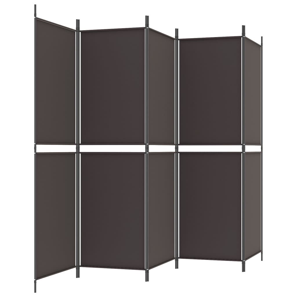 vidaXL Διαχωριστικό Δωματίου με 5 Πάνελ Καφέ 250x180 εκ. από Ύφασμα