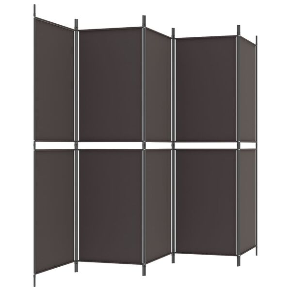 vidaXL Διαχωριστικό Δωματίου με 5 Πάνελ Καφέ 250x180 εκ. από Ύφασμα