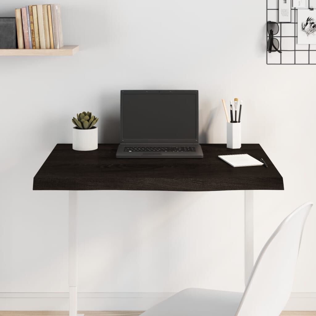 vidaXL Επιφάνεια Τραπεζιού Σκούρο Καφέ 80x60x(2-4)εκ Επεξ. Μασίφ Δρυς