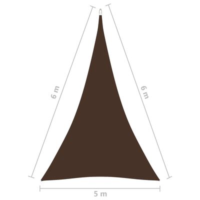 vidaXL Πανί Σκίασης Τρίγωνο Καφέ 5 x 6 x 6 μ. από Ύφασμα Oxford
