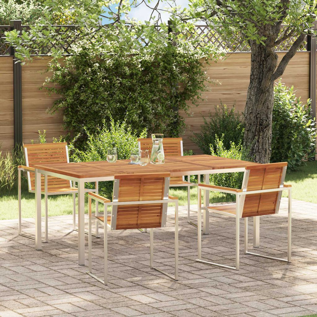 vidaXL Σέτ φαγητού για κήπο 5 pcs Σταθερό Ξύλο Ακακίας