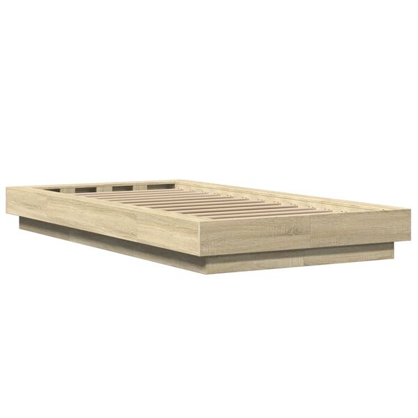 vidaXL Πλαίσιο Κρεβατιού με LED Sonoma Δρυς 100x200 εκ. Επεξεργ. Ξύλο