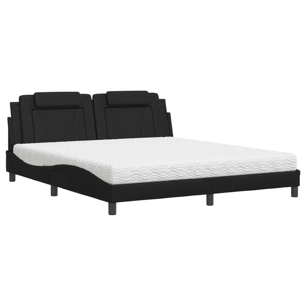 vidaXL Κρεβάτι με Στρώμα Μαύρο 180x200 εκ. από Συνθετικό δέρμα