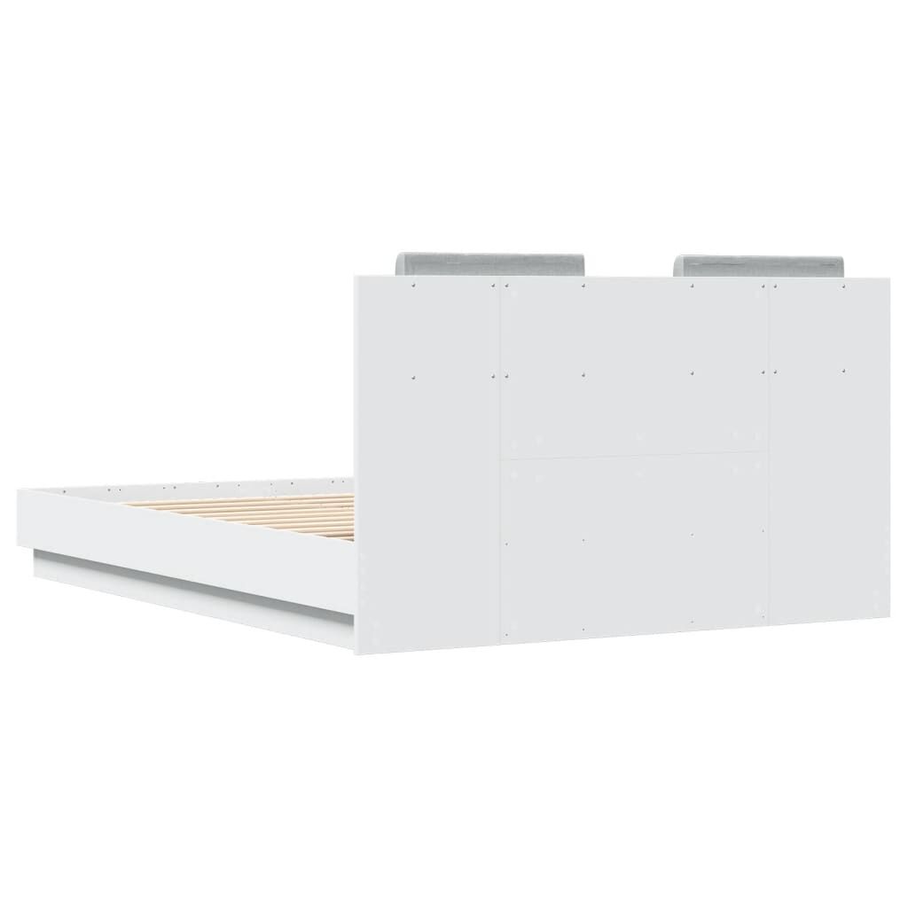 vidaXL Πλαίσιο Κρεβατιού με Κεφαλάρι / LED Λευκό 135 x 190 εκ.