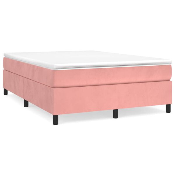 vidaXL Κρεβάτι Boxspring με Στρώμα Ροζ 140x190 εκ. Βελούδινο
