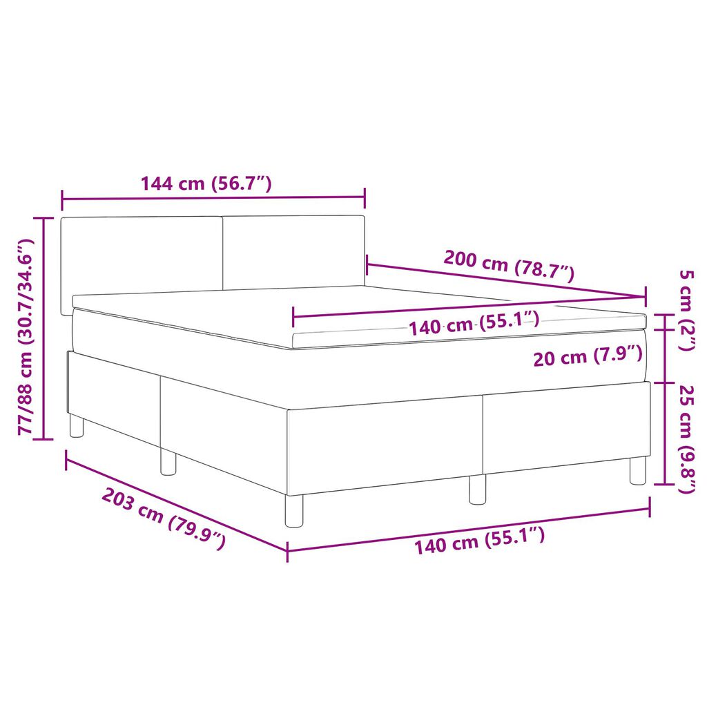 vidaXL Κρεβάτι Βάσης με Στρώμα Λαδί Γκρι 140x200 εκ. Ύφασμα Κοτλέ