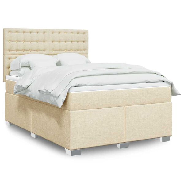 vidaXL &Kappa;&rho;&epsilon;&beta;ά&tau;&iota; Boxspring &mu;&epsilon; &Sigma;&tau;&rho;ώ&mu;&alpha; &Kappa;&rho;&epsilon;&mu; 140x190 &epsilon;&kappa;. &Upsilon;&phi;&alpha;&sigma;&mu;ά&tau;&iota;&nu;&omicron;