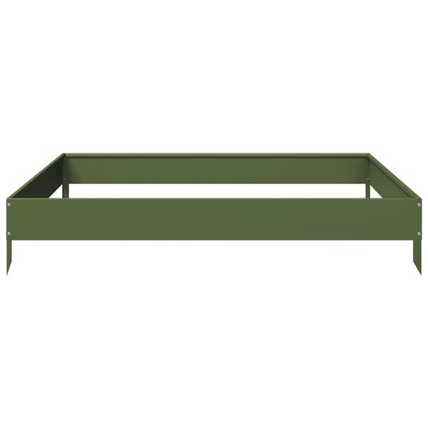 vidaXL Ζαρντινιέρα Υπερυψωμένη Λαδί 100x100x18,5 εκ. Ατσάλι