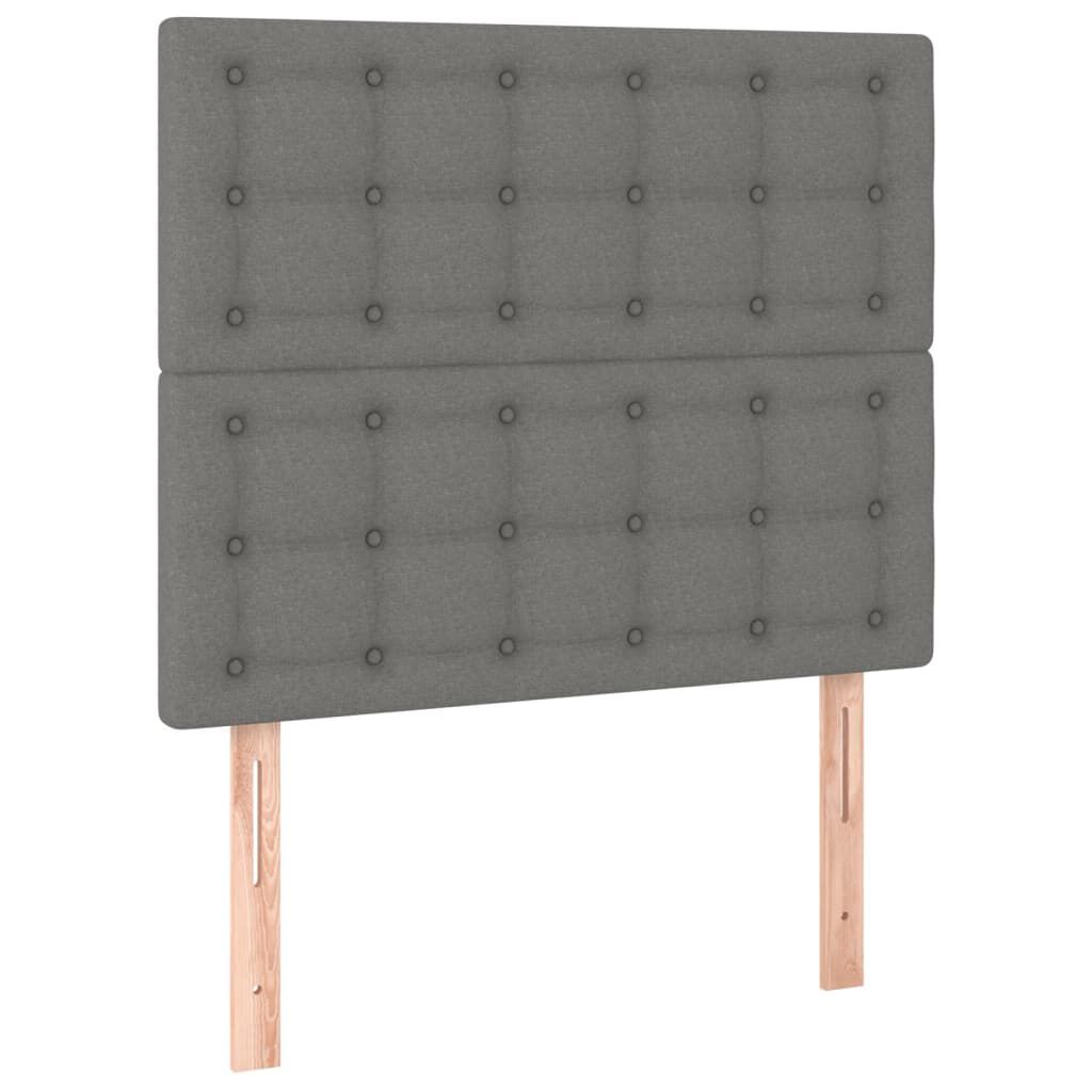 vidaXL Κρεβάτι Boxspring με Στρώμα & LED Σκ.Γκρι 90x190 εκ. Υφασμάτινο