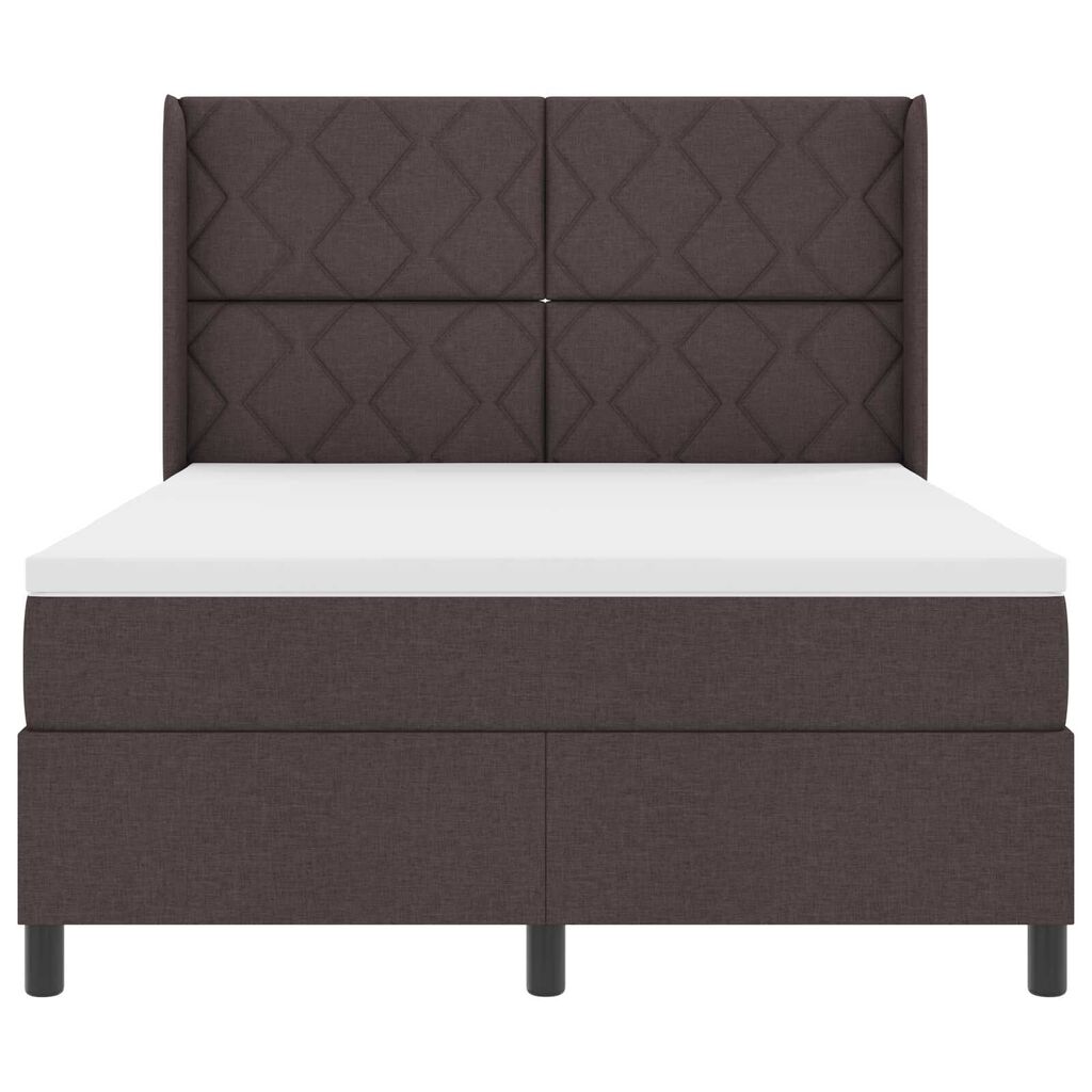 VidaXL Κρεβάτι Box Spring με Στρώμα & LED Καφέ Σκούρο 140x190 εκ. Υφασμάτινο