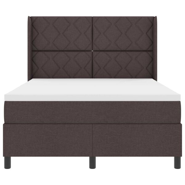 VidaXL Κρεβάτι Box Spring με Στρώμα & LED Καφέ Σκούρο 140x190 εκ. Υφασμάτινο