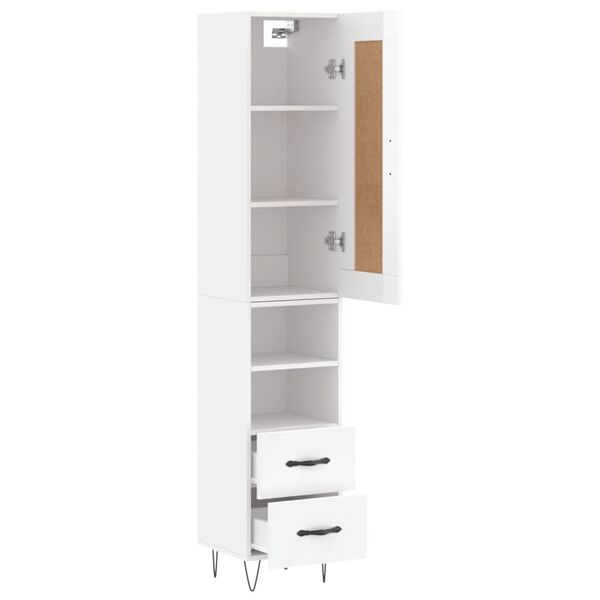 vidaXL Ντουλάπι Γυαλ. Λευκό 34,5 x 34 x 180 εκ. από Επεξεργασμένο Ξύλο