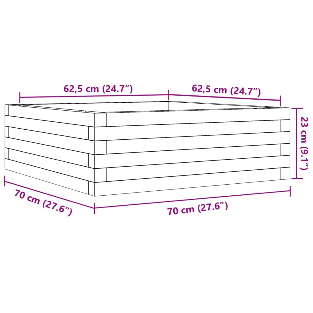 vidaXL Ζαρντινιέρα Κήπου Λευκή 70x70x23 εκ. από Μασίφ Ξύλο Πεύκου