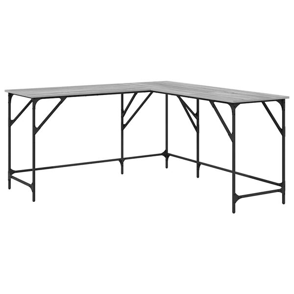 vidaXL Γραφείο Γκρι Sonoma 149x149x75 εκ. από Επεξεργασμένο Ξύλο