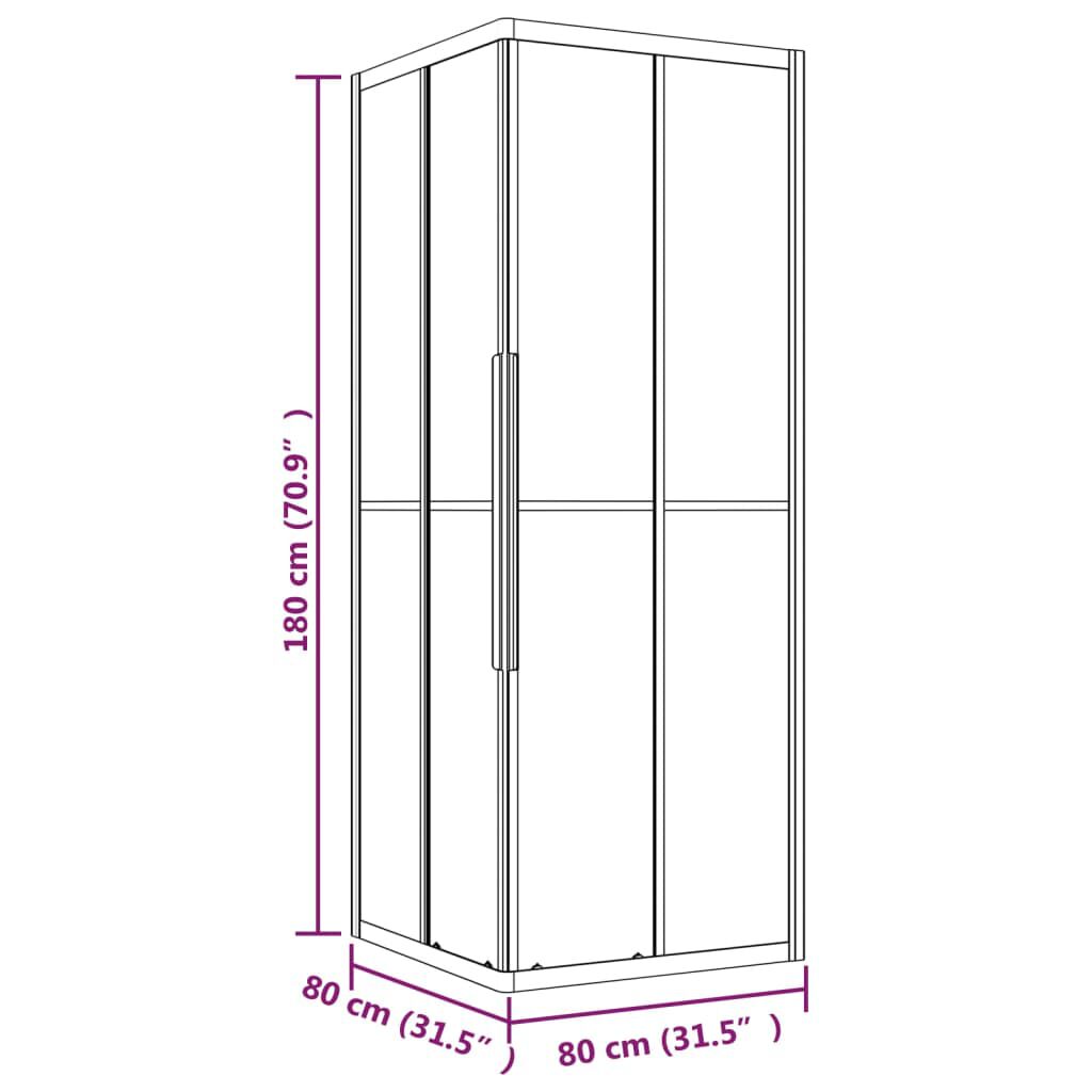 vidaXL Καμπίνα Ντουζιέρας με Ρίγες Μαύρη 80 x 80 x 180 εκ. από ESG