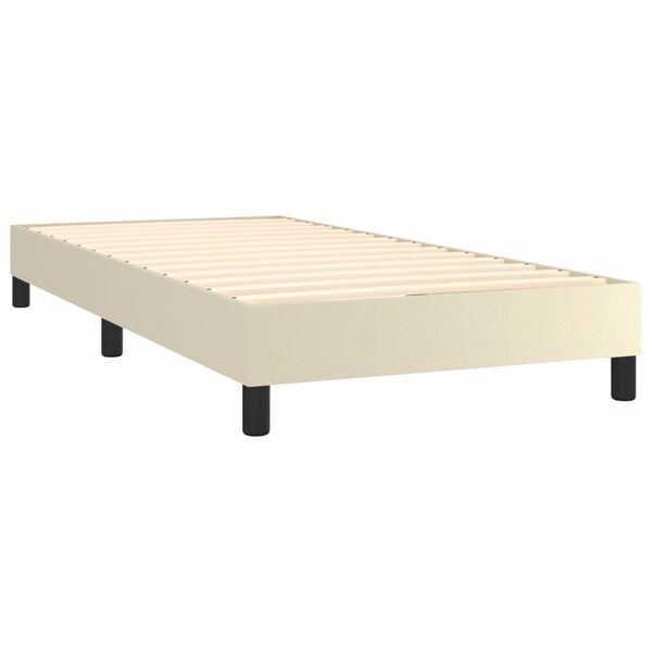 vidaXL Κρεβάτι Boxspring με Στρώμα Κρεμ 90x200 εκ. από Συνθετικό Δέρμα