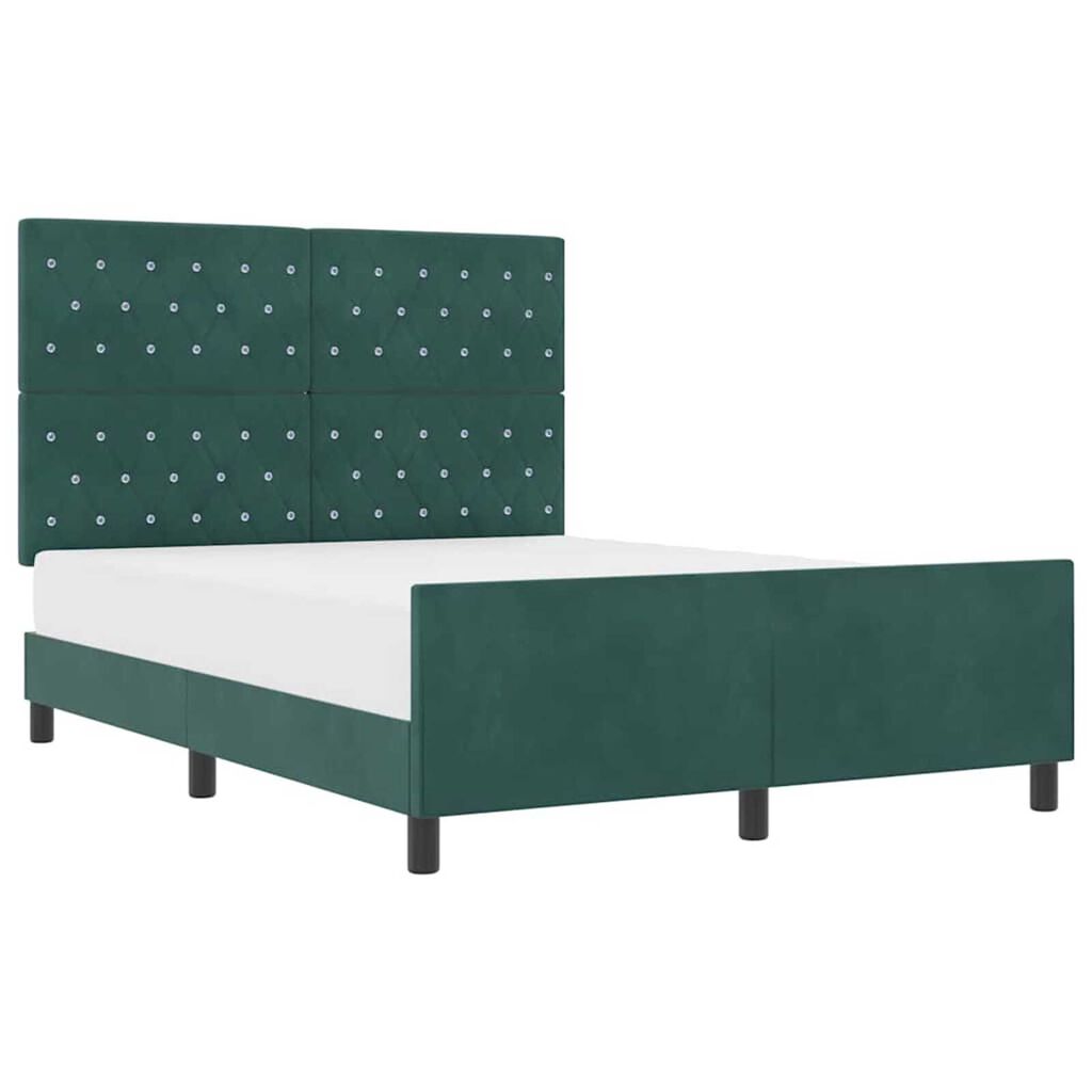 vidaXL Σκελετός Κρεβατιού Σκούρο πράσινο 140 x 190 cm Βελούδο
