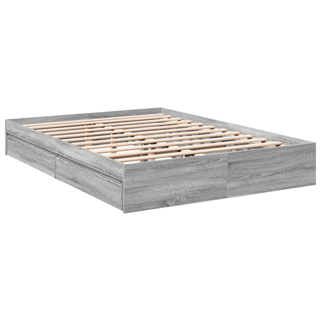 vidaXL Πλαίσιο Κρεβατιού με Συρτάρια Γκρι Sonoma 150x200εκ. Επεξ. Ξύλο