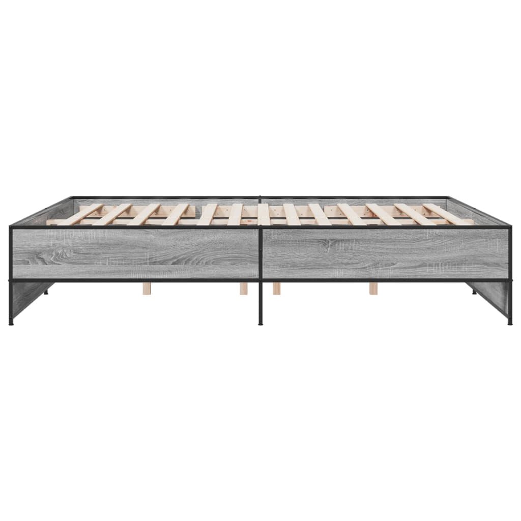vidaXL Πλαίσιο Κρεβατιού Γκρι Sonoma 180x200 εκ. Επεξ. Ξύλο & Μέταλλο