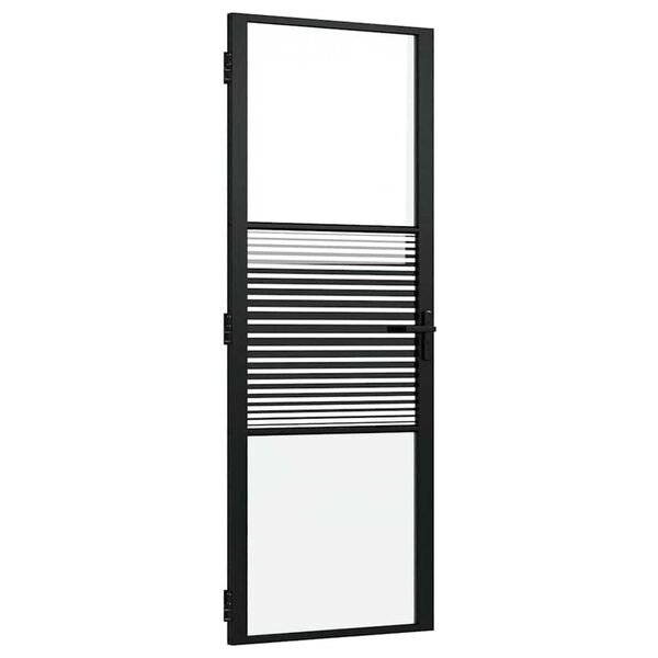vidaXL Εσωτερική Πόρτα Μαύρο 76 x 201.5 cm Tempered γυαλί, Αλουμίνιο