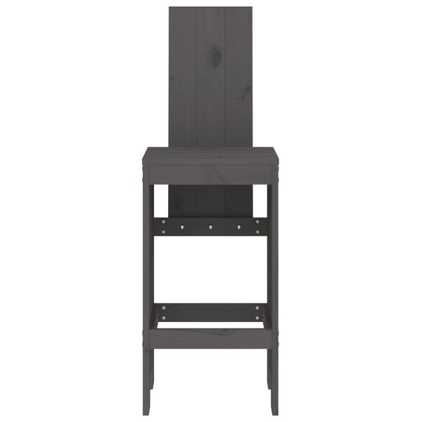 vidaXL Σκαμπό Μπαρ 2 Τεμ. Γκρι 40 x 42 x 120 εκ. από Μασίφ Ξύλο Πεύκου