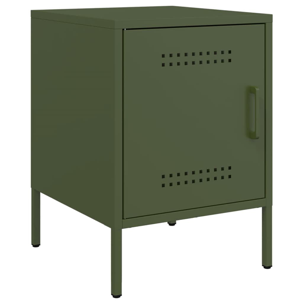 vidaXL Κομοδίνα 2 τεμ. Πράσινο Λαδί 36x39x50,5 εκ. από Χάλυβα