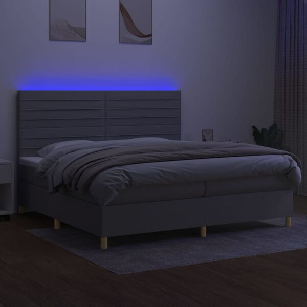 vidaXL &Kappa;&rho;&epsilon;&beta;ά&tau;&iota; Boxspring &mu;&epsilon; &Sigma;&tau;&rho;ώ&mu;&alpha; & LED &Alpha;&nu;.&Gamma;&kappa;&rho;&iota; 200x200&epsilon;&kappa;. &Upsilon;&phi;&alpha;&sigma;&mu;ά&tau;&iota;&nu;&omicron;