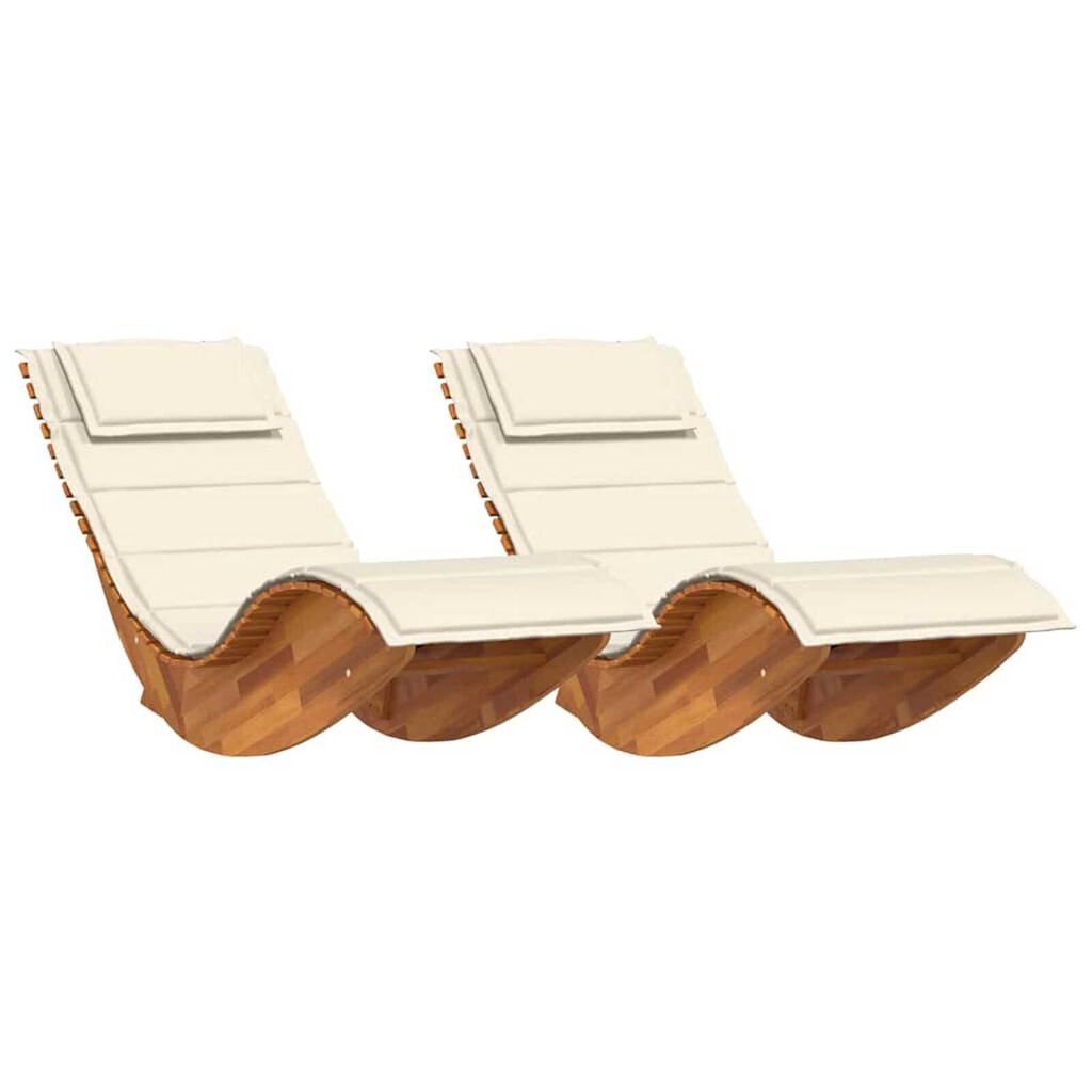 vidaXL Ξαπλώστρα 2 pcs Καφέ 60 x 154 x 74εκ Μασίφ ξύλο ακακίας