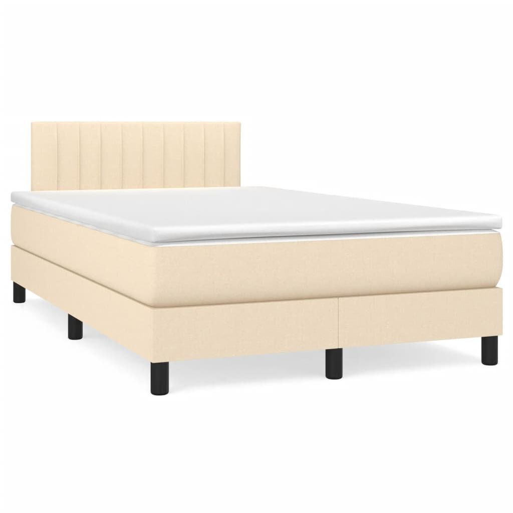 vidaXL Κρεβάτι Boxspring με Στρώμα Κρεμ 120x200 εκ. Υφασμάτινο