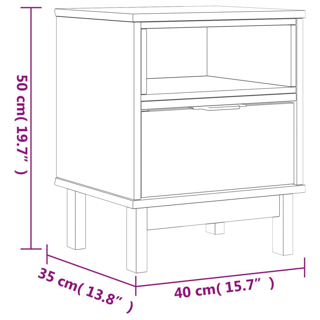vidaXL Κομοδίνο FLAM 40 x 35 x 50 εκ. από Μασίφ Ξύλο Πεύκου