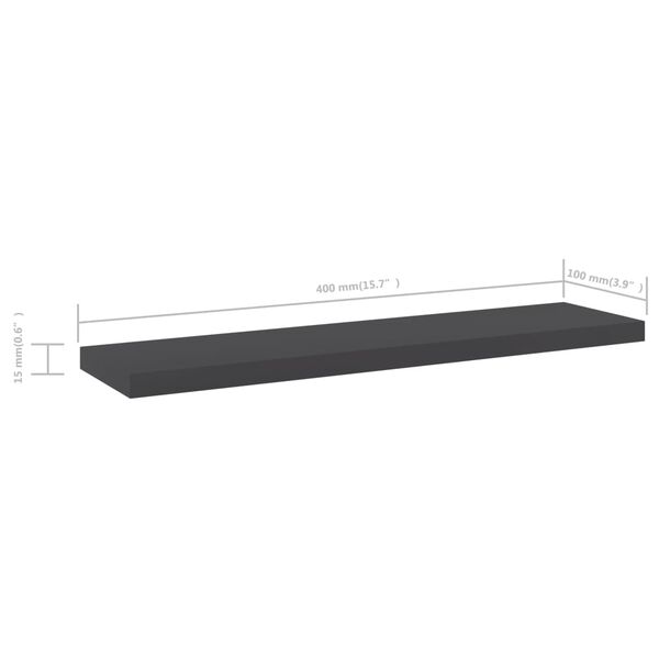 vidaXL Ράφια Βιβλιοθήκης 8 τεμ. Γκρι 40x10x1,5 εκ. από Μοριοσανίδα