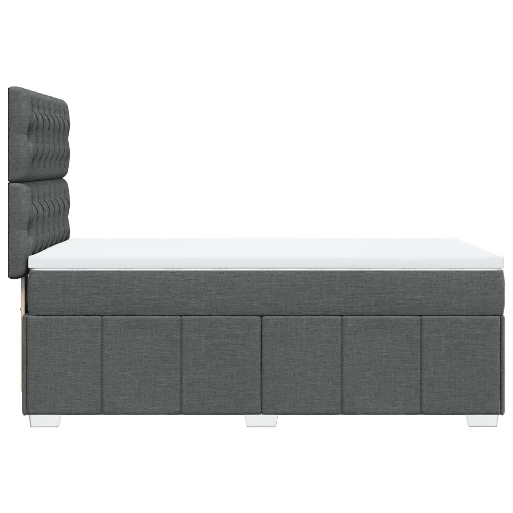 vidaXL Κρεβάτι Boxspring με Στρώμα Σκούρο Γκρι 90x190 εκ. Υφασμάτινο