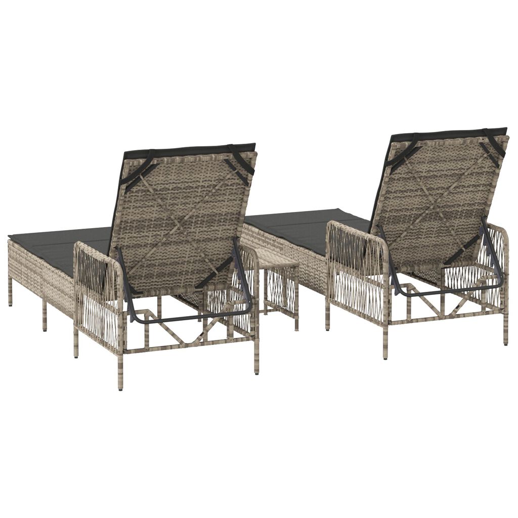 vidaXL Ξαπλώστρα 2 pcs Ανοιχτό γκρι 35 x 35 x 32 εκ. συνθετικό ρατάν