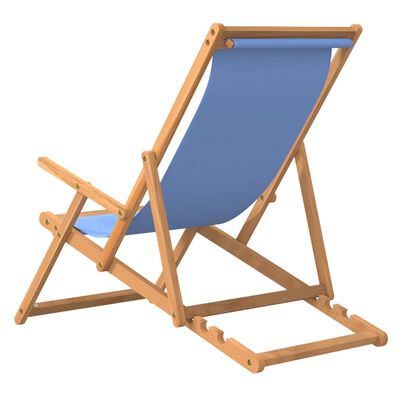 vidaXL Καρέκλα Παραλίας Πτυσσόμενη Μπλε από Μασίφ Ξύλο Teak