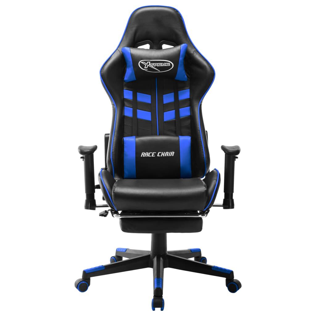 vidaXL Καρέκλα Gaming με Υποπόδιο Μαύρο / Μπλε από Συνθετικό Δέρμα