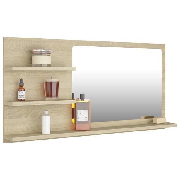 vidaXL Καθρέφτης Μπάνιου Sonoma Δρυς 90 x 10,5 x 45 εκ. Επεξ. Ξύλο