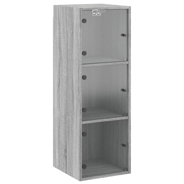 vidaXL Ντουλάπι Τοίχου Sonoma Γκρι 35x37x100 εκ. με Γυάλινες Πόρτες