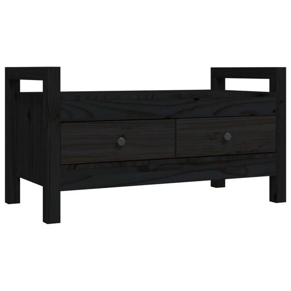 vidaXL Παγκάκι Χολ Μαύρο 80 x 40 x 43 εκ. από Μασίφ Ξύλο Πεύκου