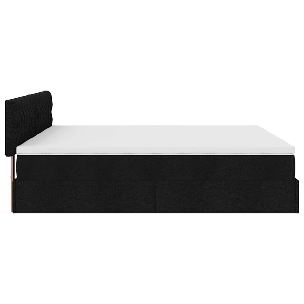 vidaXL Οθωμανικό Κρεβάτι με Στρώματα Μαύρο 200x200cm Ύφασμα