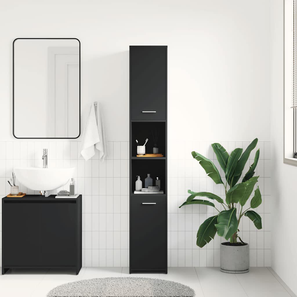 vidaXL Στήλη Μπάνιου Μαύρη 30 x 30 x 183,5 εκ. από Επεξεργασμένο Ξύλο