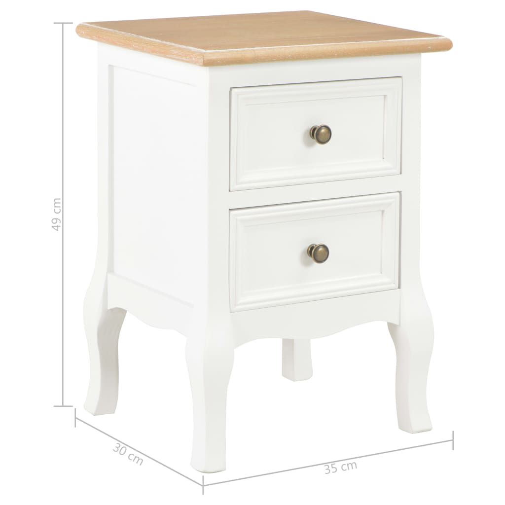 vidaXL Κομοδίνα 2 Τεμ. Λευκά 35 x 30 x 49 εκ. από MDF