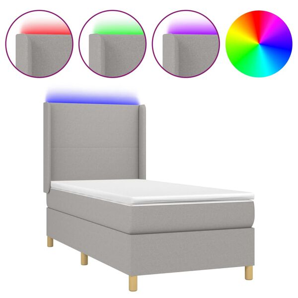 vidaXL &Kappa;&rho;&epsilon;&beta;ά&tau;&iota; Boxspring &mu;&epsilon; &Sigma;&tau;&rho;ώ&mu;&alpha; & LED &Alpha;&nu;.&Gamma;&kappa;&rho;&iota; 80x200 &epsilon;&kappa;. &Upsilon;&phi;&alpha;&sigma;&mu;ά&tau;&iota;&nu;&omicron;
