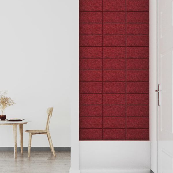 vidaXL Πάνελ Τοίχου 12 τεμ. Μπορντό 30 x 15 εκ. 0,54 μ² Υφασμάτινα
