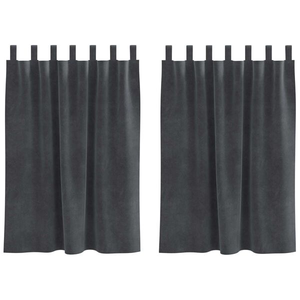 vidaXL Κουρτίνες με κουρτίνες 2 pcs Ανοιχτό γκρι 140 x 140 cm Βελούδο