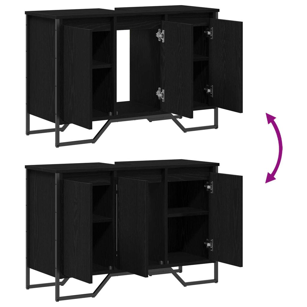 vidaXL Ντουλάπι Νιπτήρα Μαύρη Δρυς 91x35x60 cm Επεξεργασμένο Ξύλο