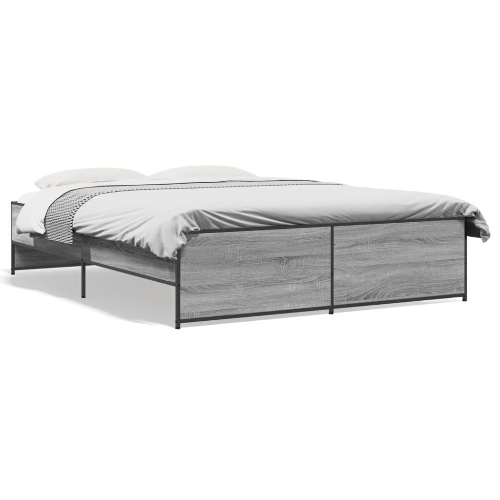 vidaXL Πλαίσιο Κρεβατιού Γκρι Sonoma 150x200 εκ. Επεξ. Ξύλο & Μέταλλο