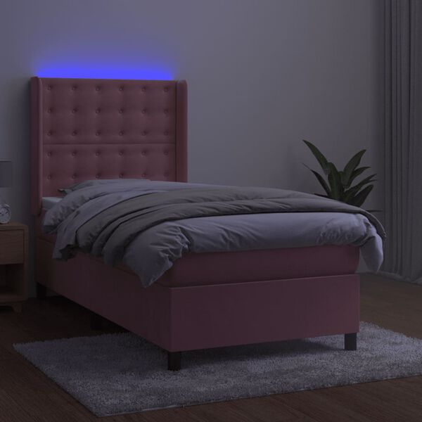 vidaXL &Kappa;&rho;&epsilon;&beta;ά&tau;&iota; Boxspring &mu;&epsilon; &Sigma;&tau;&rho;ώ&mu;&alpha; & LED &Rho;&omicron;&zeta; 80 x 200 &epsilon;&kappa;. &Beta;&epsilon;&lambda;&omicron;ύ&delta;&iota;&nu;&omicron;