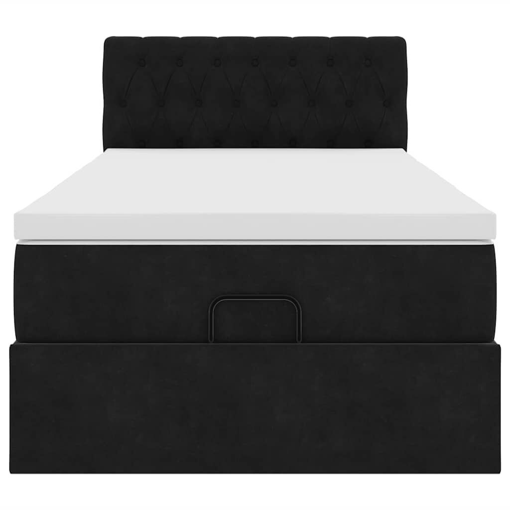 vidaXL Οθωμανικό κρεβάτι με στρώμα Μαύρο 90x200cm Velvet